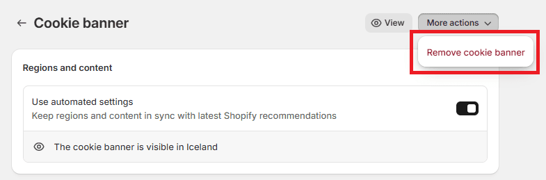 Shopify Disable cookie banner