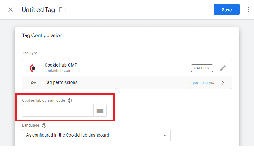 CookieHub domain code
