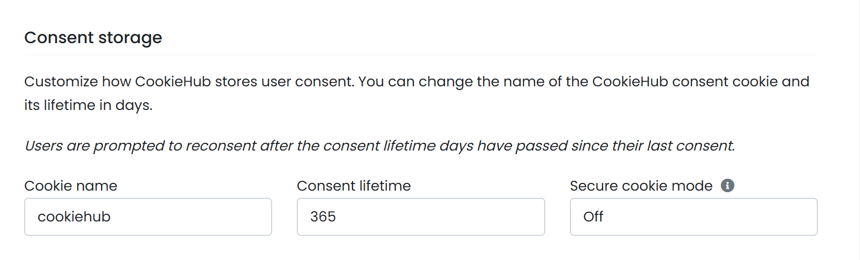 Domain settings - Consent storage