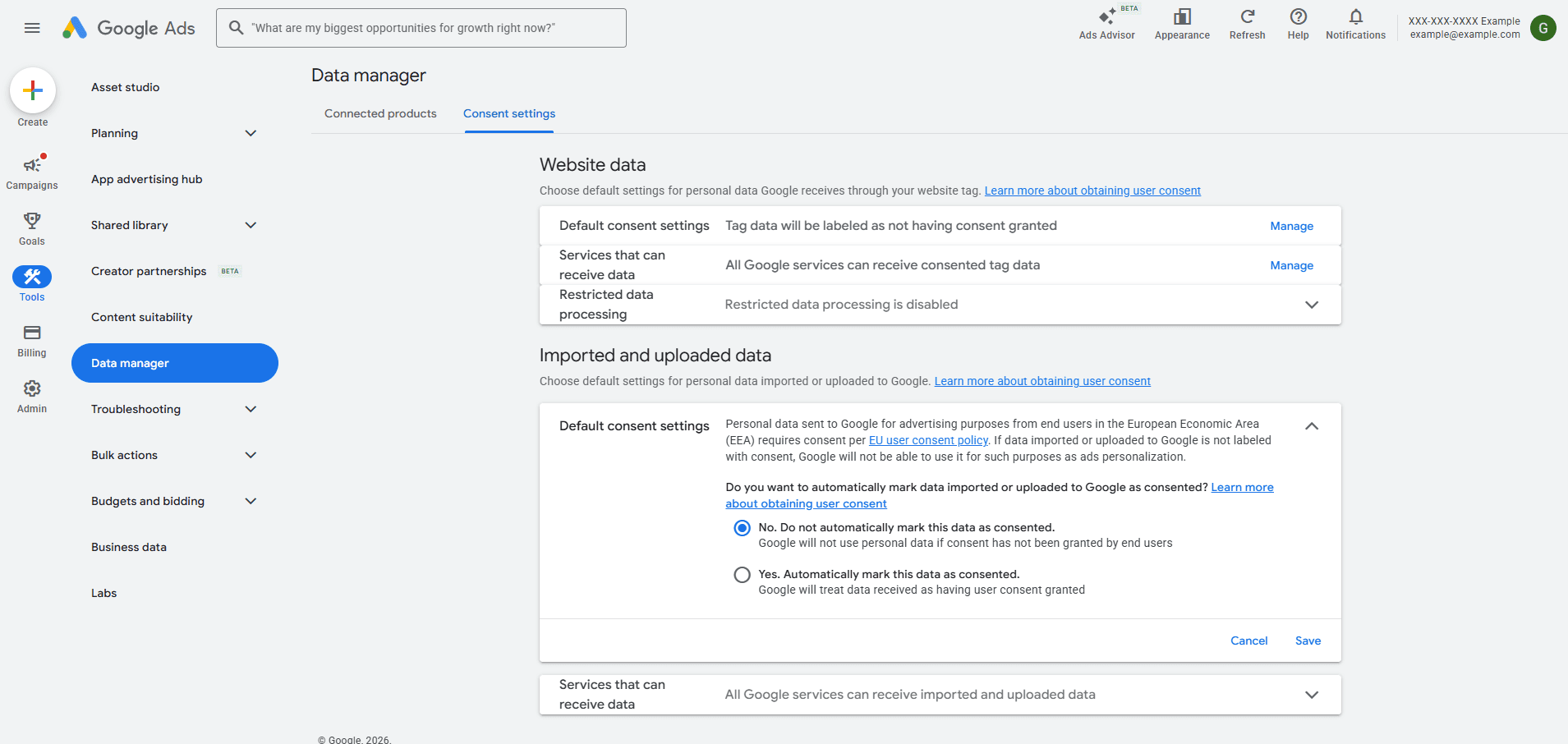 GAds - Imported and Uploaded Data
