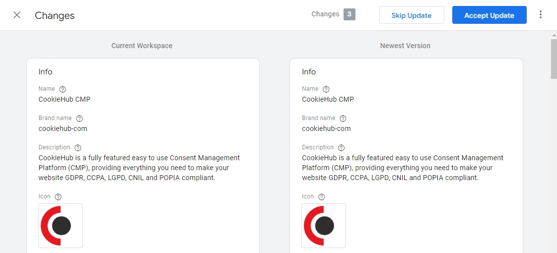 CookieHub GTM Community Template - upgrade changes