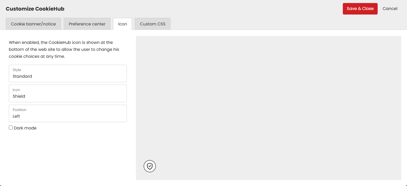 Customize - Preference center