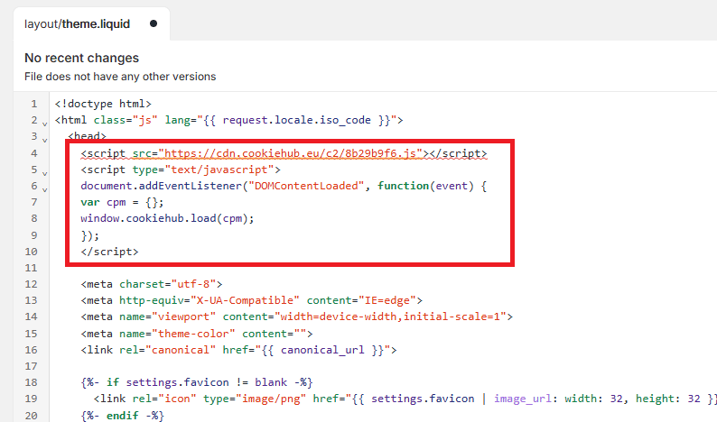 theme.liquid source in Shopify